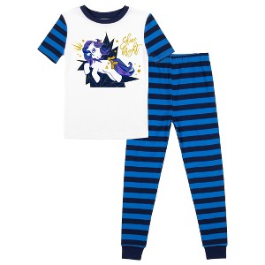 My Little Pony Retro Shine Bright Youth Short Sleeve Shirt & Striped Sleep Pajama Pants Set - 1 of 4