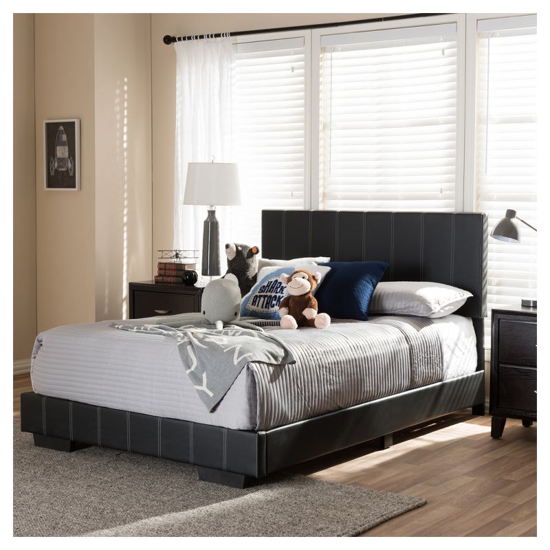 Full Atlas Modern And Contemporary Faux Leather Platform Bed Black - Baxton Studio, 6 of 8