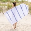Cotton Oversized Striped Fouta Beach Towel with Tassels by Blue Nile Mills - 2 of 4