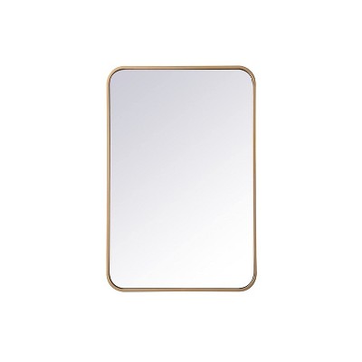 Elegant Lighting Soft corner metal rectangular mirror 20x30 inch in  Brass