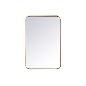 Elegant Lighting Soft corner metal rectangular mirror 20x30 inch in  Brass - 1 of 4