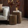LuxenHome 2-Piece Teardrop Drum Wood Side Tables Set in Walnut Finish Brown - 2 of 4