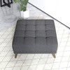 Sapphtopaz Square Ottoman with Linen Tufted Upholstered Versatile Foot Stool with Wood Legs Entryway Shoe Bench for Living Room, Entryway - 4 of 4