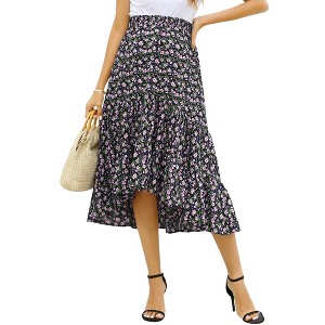 High waisted pregnant woman strap pleated skirt 8 # royal blue_XL - 1 of 1