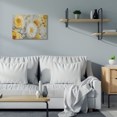 Yellow and White Floral Abstract Canvas Wall Art