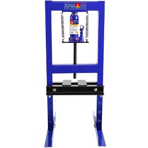 Steel H-frame hydraulic shop press with punch plate for bending, straightening or pressing parts, mounting bearings and U-joints - 1 of 4