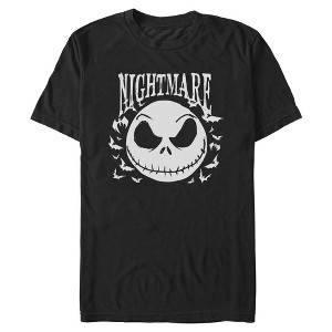 Mens The Nightmare Before Christmas Jack Skellington Horror Bats T Shirt - 1 of 4