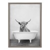 Kate & Laurel All Things Decor 18"x24" Blake Highland Cow in the Tub BW Framed Printed Glass: Nursery Decor, Modern Wall Art - 2 of 4