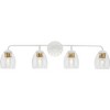 Progress Lighting Quillan 4-Light Vanity Light, Whiteplaster, Clear Glass Shades, Steel Material, Damp Rated - 3 of 3