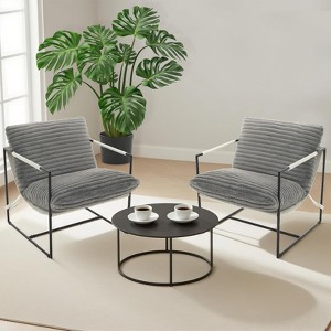 2Pcs Accent Chair for Living Room,Modern Metal Framed Upholstered Armchair,Lounge Chair for Bedroom,Living Room,Reading Room - 1 of 4