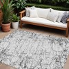 Black White And Gray Abstract Washable Indoor Outdoor Area Rug - 2 of 4
