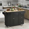 XINGHANZHENXUAN Kitchen Island with Drop Leaf Breakfast Bar, Locking Wheels, Storage Cabinet, Spice Rack & Towel Rack - 4 of 4