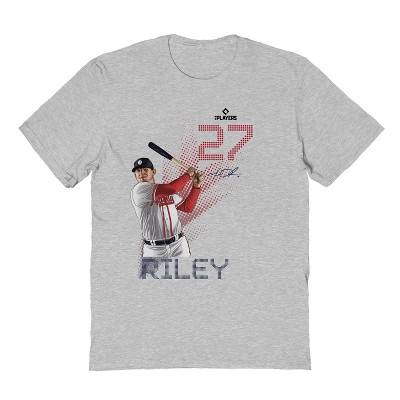 MLBPA Men's Riley Pw Licensed Mlb Athletes Austin Riley Atlanta Braves Baseball Number 27 Short Sleeve Graphic Cotton T-Shirt - Sport Grey 2X