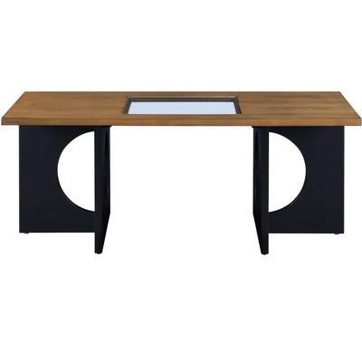 NicBex Modern 47" Wood Rectangular Coffee Table with Clear Tempered Glass Top for Living Room and Office