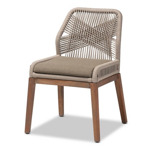 Jennifer Woven Rope Mahogany Dining Side Chair Gray/walnut - Bali & Pari:  Indoor, Upholstered, Removable Cushion : Target