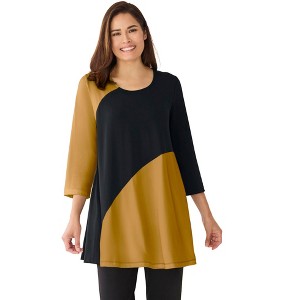 Woman Within Knit Colorblock Tunic - 1 of 4
