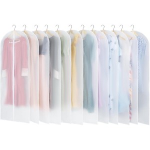 12 Pack Translucent Garment Bags, Hanging Suit Covers for Closet Storage & Travel - 1 of 4