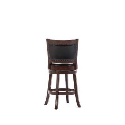 Bristol 24" Cappuccino Leather Swivel Counter Stool with Brass Accents