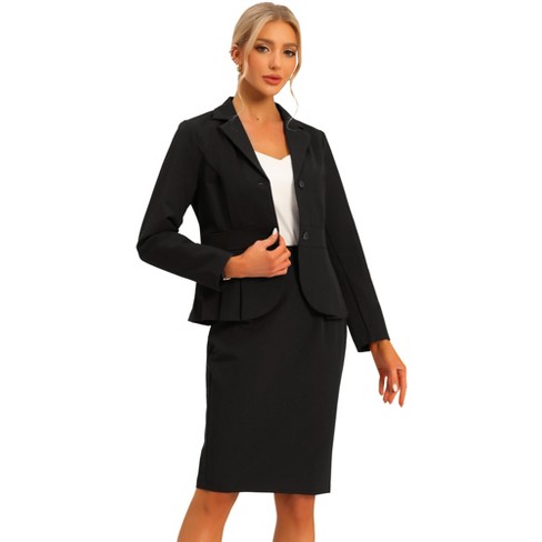 Allegra K Business 2 Piece Suit Set For Women's Long Sleeve Notched ...