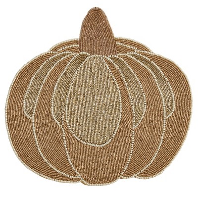 Saro Lifestyle Beaded Pumpkin Placemat (Set of 4 pcs), Gold