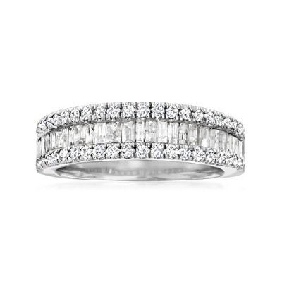 Ross-Simons 1.00 ct. t.w. Baguette and Round Diamond Ring in Sterling Silver