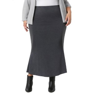 Agnes Orinda Women's Plus Size High Waist Long Bodycon Mermaid Casual Flowy Skirts - 1 of 4