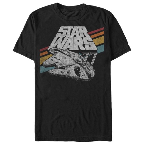 In Sovjet haar Men's Star Wars Retro 77 Millennium Falcon Stripes T-shirt : Target