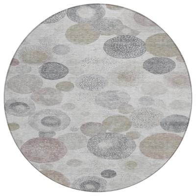 Taupe Gray And Beige Geometric Washable Indoor Outdoor Area Rug