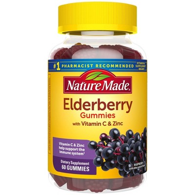 Nature Made Elderberry Gummies with Vitamin C & Zinc - Raspberry - 60ct