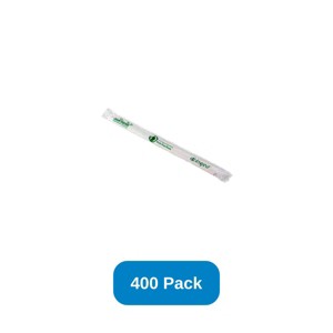 StalkMarket 7.75" PLA Drinking Straws Wrapped Jumbo Clear - Pack of 400 - 1 of 2
