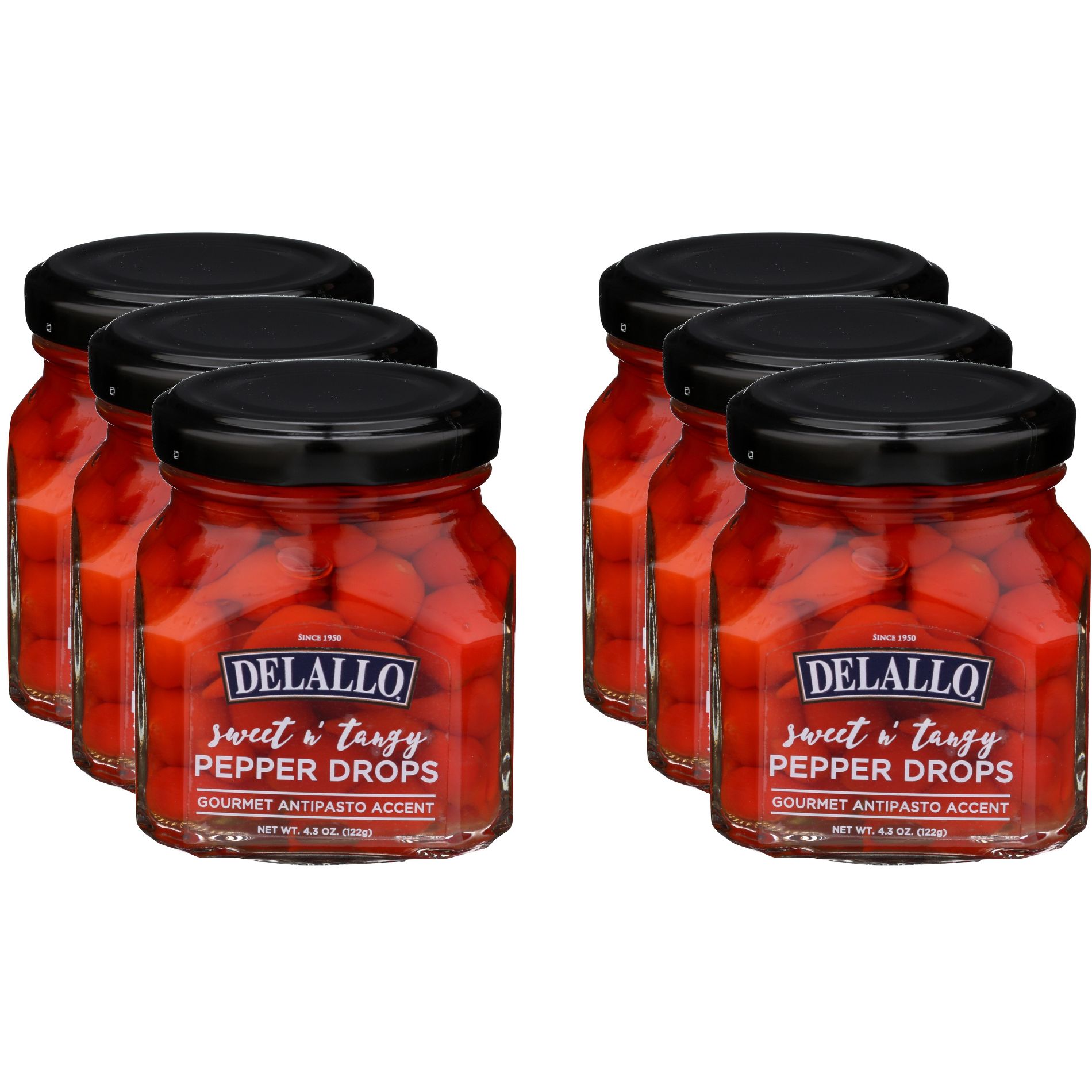 Delallo Sweet n' Tangy Pepper Drops - Case 6 - 4.3 oz
