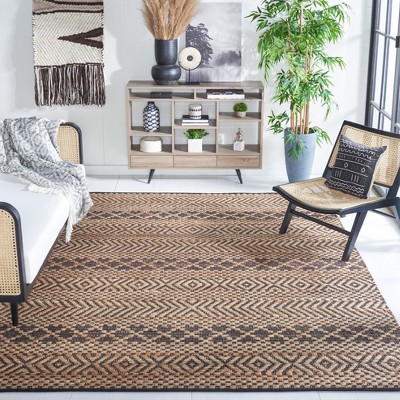Handmade Black and Natural Wool 8' x 10' Flat Woven Area Rug