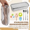 2-Pack Stainless Steel Dishwasher Basket Set for Small Items, Utensil Mesh Drain for Bottle Parts, Pacifiers, Scoops and Chopsticks - 3 of 4