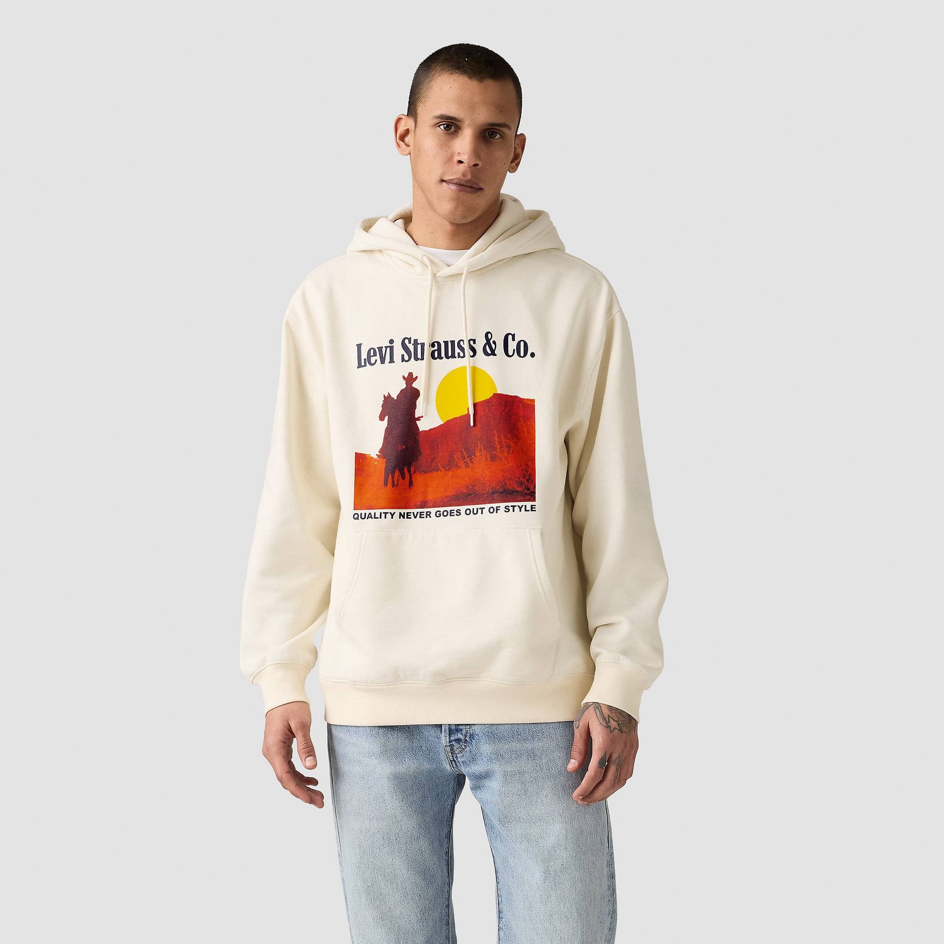 Levi's® Men's Relaxed Fit Pullover Hoodie Sweatshirt - Egret Cowboy