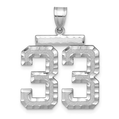 Black Bow Jewelry 14k White Gold, Varsity Collection, Large D/C Pendant, Number 33