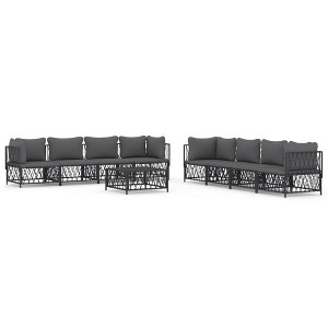 vidaXL 9-Piece Patio Lounge Set with Cushions/Anthracite/Steel Frame/Modular Design/Thickly Padded Cushions - 1 of 4
