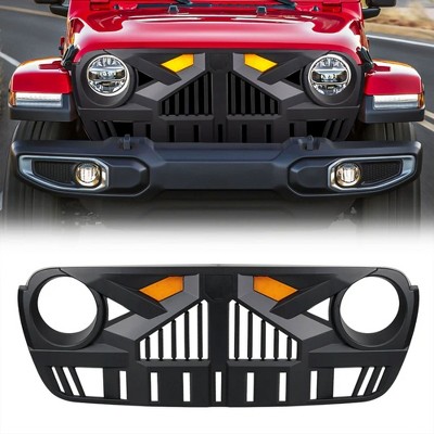 AMERICAN MODIFIED Grille w/ Amber LEDs Compatible w/ 2018-2023 Jeep Wrangler JL & Gladiator JT w/ Camera, Empire, Matte Black