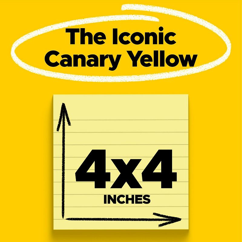 Post-it Canary Yellow Note Pads Lined 4 x 4 90-Sheet 12/Pack 67512SSCP, 2 of 9
