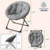 Comfy Saucer Chairs, Folding Reading Lounge Chair, Cozy Faux Fur Living Room Chair with Soft Thick Padded Seat & Metal Frame, Gray, Gold Leg, 2pcs - 2 of 4