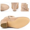Perphy Women's Round Toe Side Zip Buckle Decor Chunky Heel Ankle Boots - 3 of 3