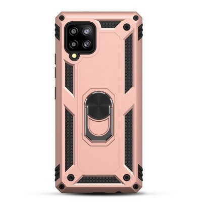 MyBat Anti-Drop Hybrid Protector Case (with Ring Stand) Compatible With Samsung Galaxy A42 5G - Rose Gold / Black