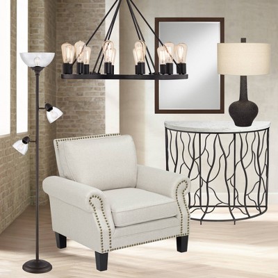 Adjustable Bronze Torchiere Floor Lamp with Multi-Head Design