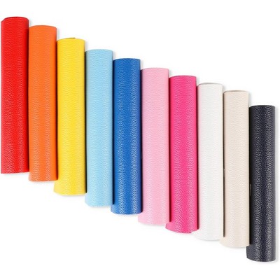 Bright Creations 10 Pack Faux Leather Fabric Sheets with Cotton Backing, 10 Colors (8 x 13.5 in)