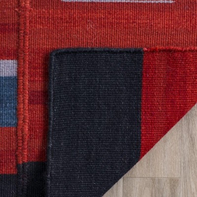 Red Handmade Wool Kilim Area Rug, 4' x 6'