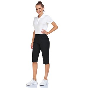 Pull On Capris for Women Elastic Waist Dressy Casual Hiking Golf Capri Pants with Pockets - 1 of 4