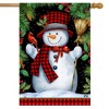 Red Checkered Snowman Winter House Flag Cardinal Fir Berries 28" x 40" Briarwood Lane - 2 of 4