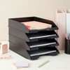 Stockroom Plus 4 Pack Stackable Paper Trays for Letter Documents, Desktop File Organizers, 10 x 13.45 x 2.5 In - Black - image 2 of 4