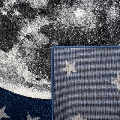 Gray and Navy Moon and Stars Kids Square Rug