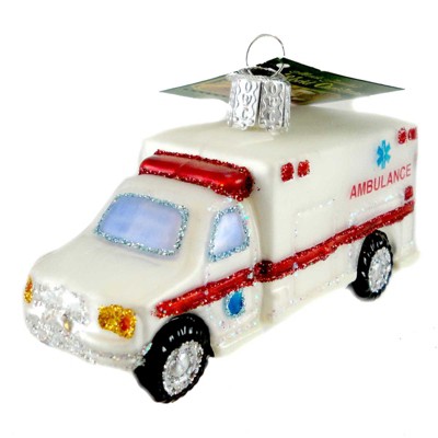 Old World Christmas 2.0" Ambulance Owc Ornament Paramedic  -  Tree Ornaments