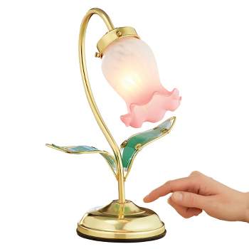 Collections Etc Decorative Flower Shaped Touch Lamp with 3 Brightness Settings 8 X 9 X 13 Pink Modern & Contemporary